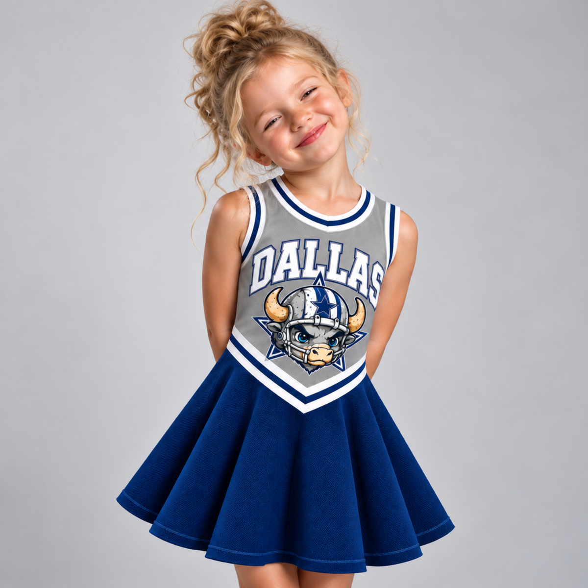 Dallas-Inspired Kids Custom Football Cheer Dress – Personalized Name & Number