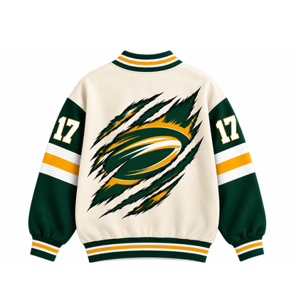 Custom Green Bay Varsity Football Game Day Knit Cardigan – Personalized Number
