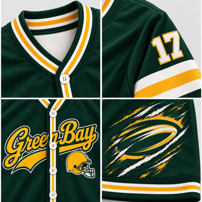 Custom Green Bay Varsity Football Game Day Knit Cardigan – Personalized Number