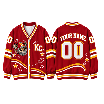 Custom KC Football Cardigan – Personalized Name & Number