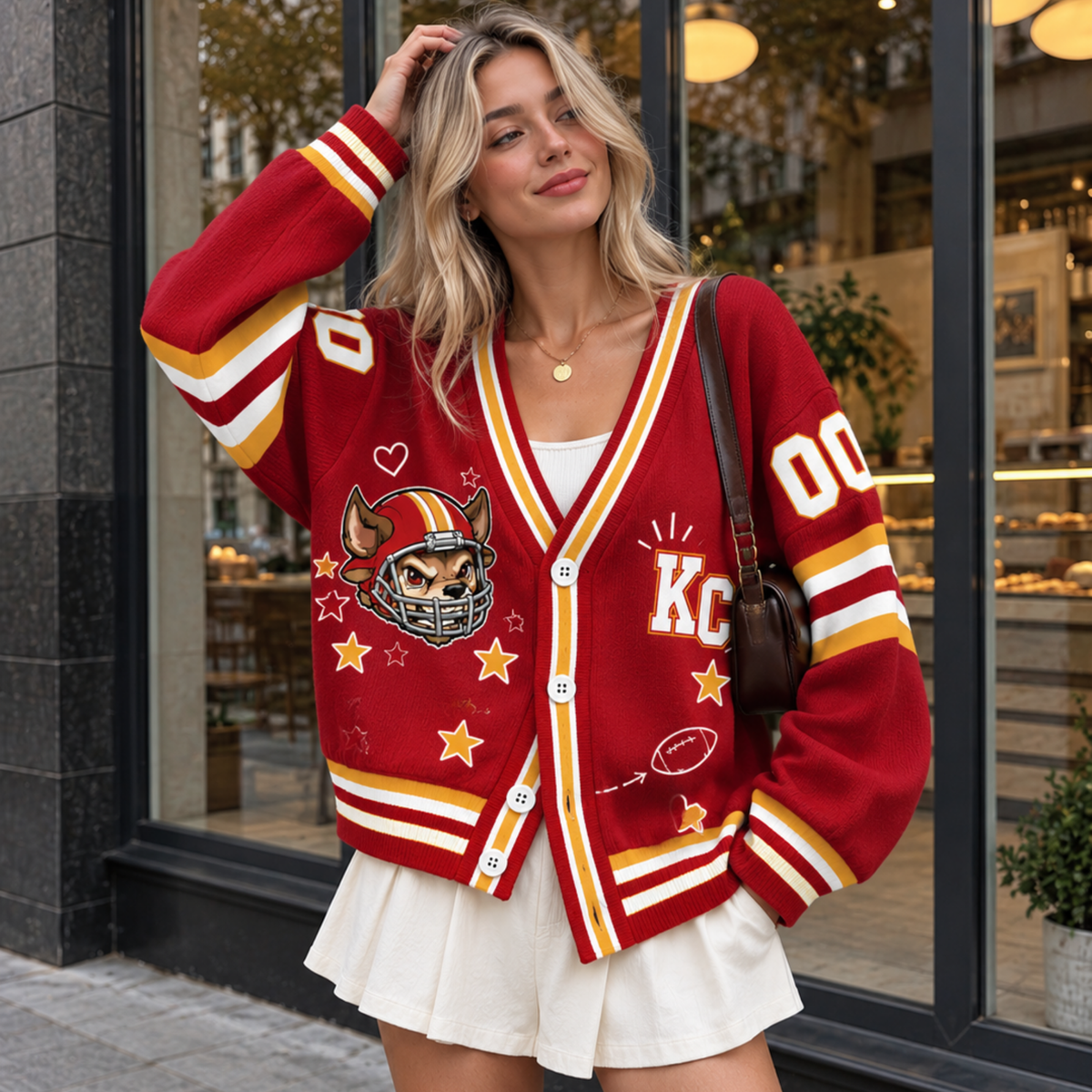 Custom KC Football Cardigan – Personalized Name & Number