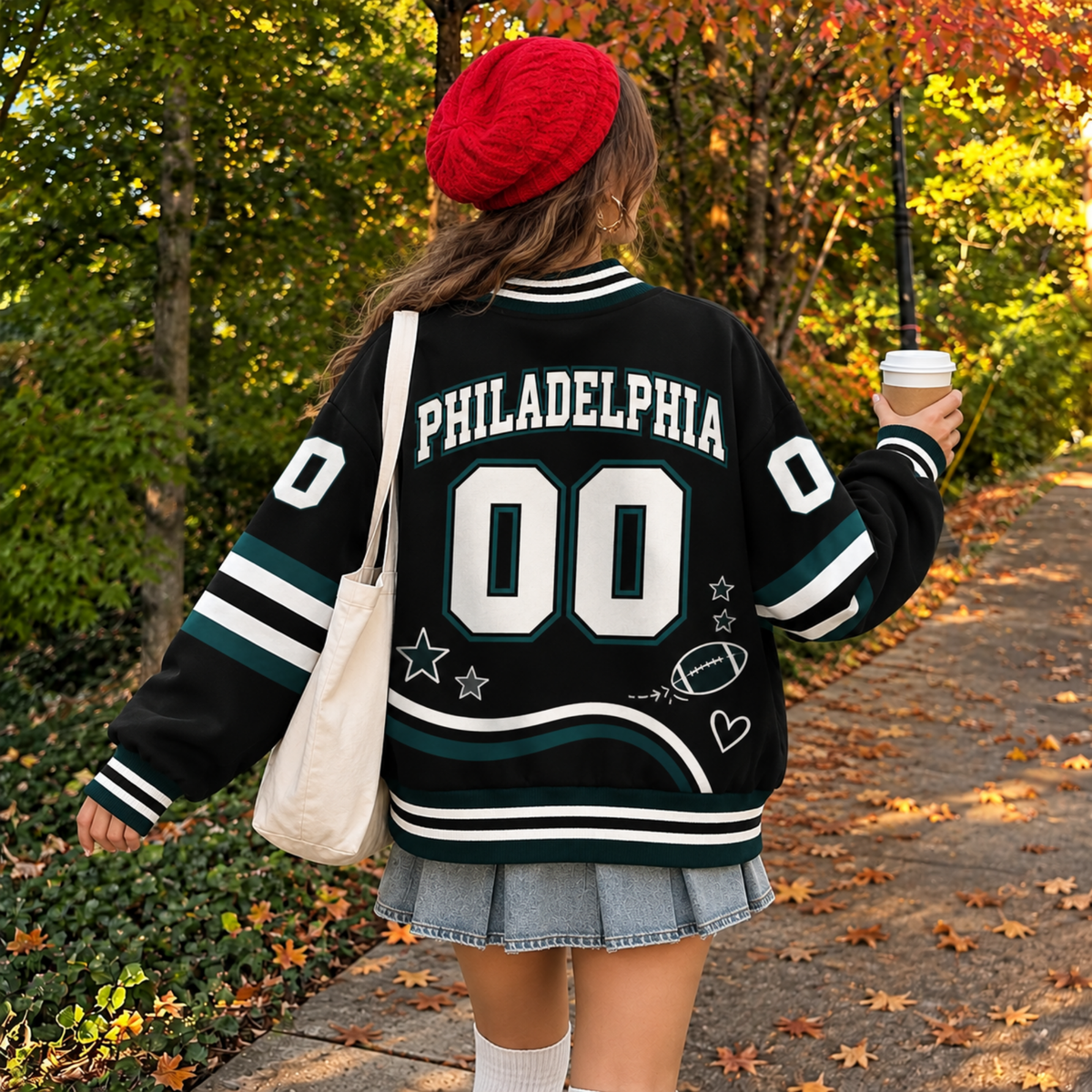 Custom Philadelphia Varsity Football Cardigan – Custom Name & Number