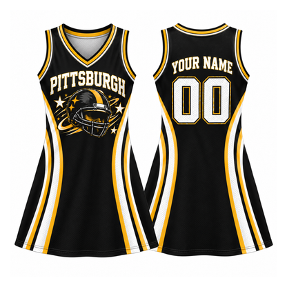 Pittsburgh Football Jersey Dress – Custom Name & Number