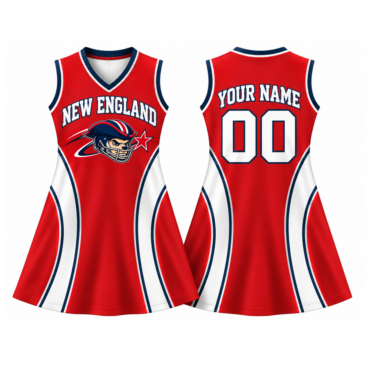 New England-Inspired Custom Football Jersey Dress – Personalized Name & Number