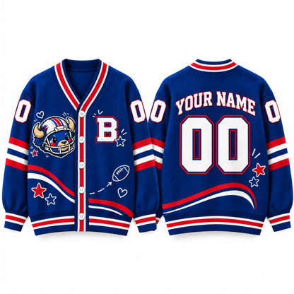 Personalized Buffalo Football Cardigan, Buffalo Game Day Sweater, Matching Football Couple Gift