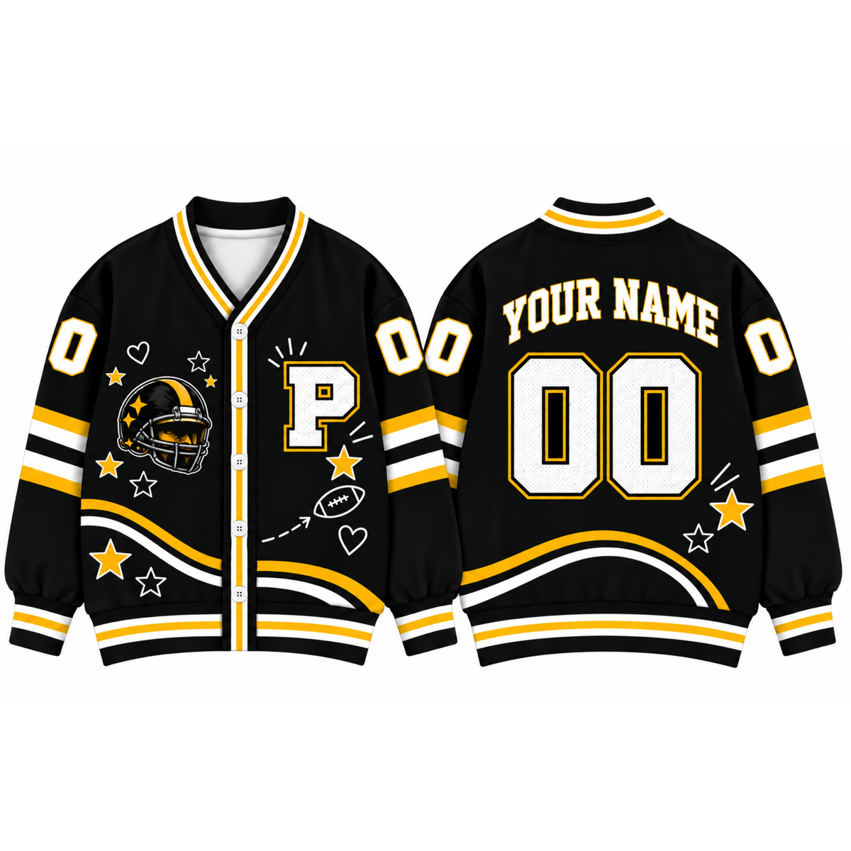 Custom Pittsburgh Varsity Football Cardigan – Custom Name & Number