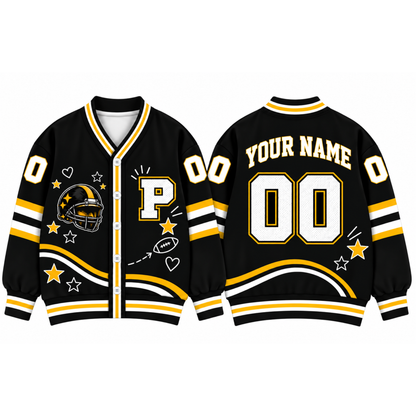 Custom Pittsburgh Varsity Football Cardigan – Custom Name & Number