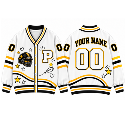 Custom Pittsburgh Varsity Football Cardigan – Custom Name & Number