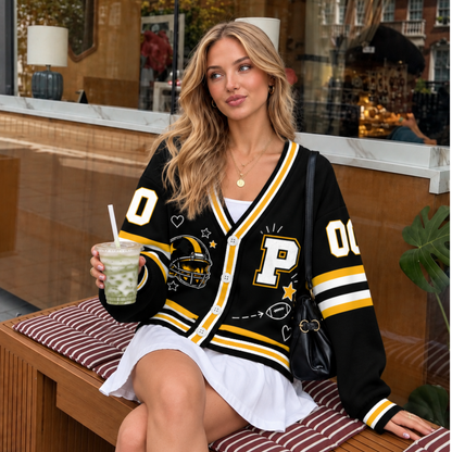 Custom Pittsburgh Varsity Football Cardigan – Custom Name & Number