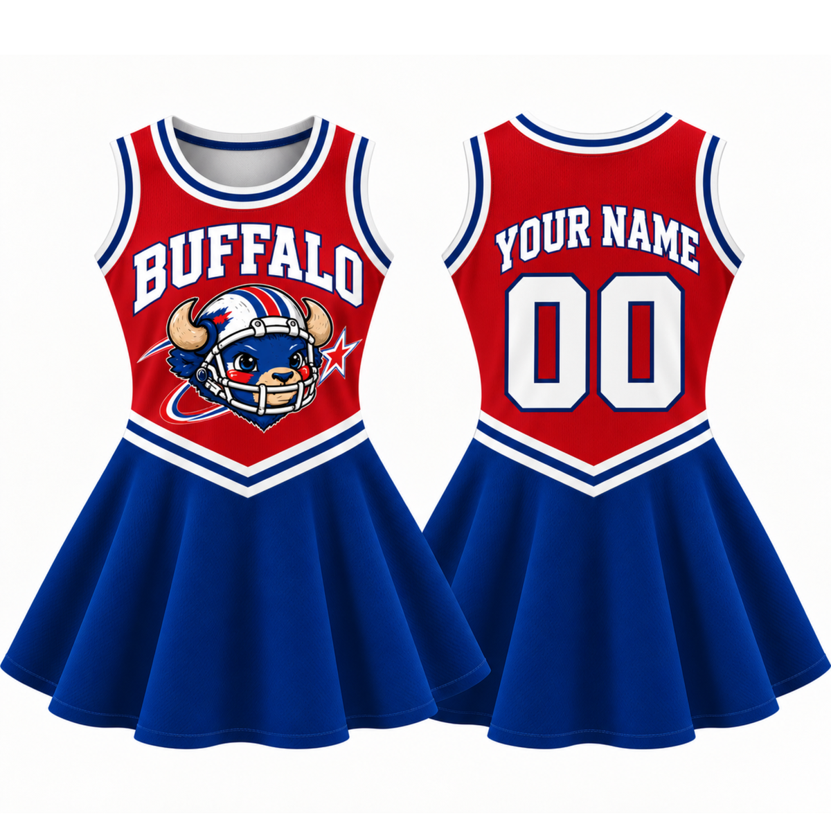 Buffalo-Inspired Kids Custom Football Cheer Dress – Personalized Name & Number