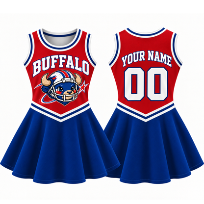 Buffalo-Inspired Kids Custom Football Cheer Dress – Personalized Name & Number