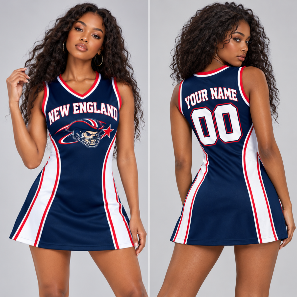 New England-Inspired Custom Football Jersey Dress – Personalized Name & Number