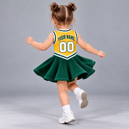 Green Bay-Inspired Kids Custom Football Cheer Dress – Personalized Name & Number