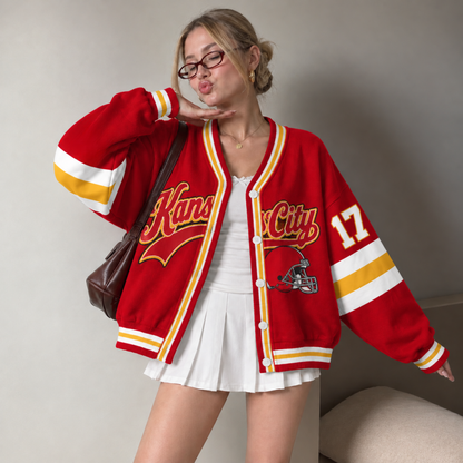 Kansas City Varsity Football Cardigan – Custom Number