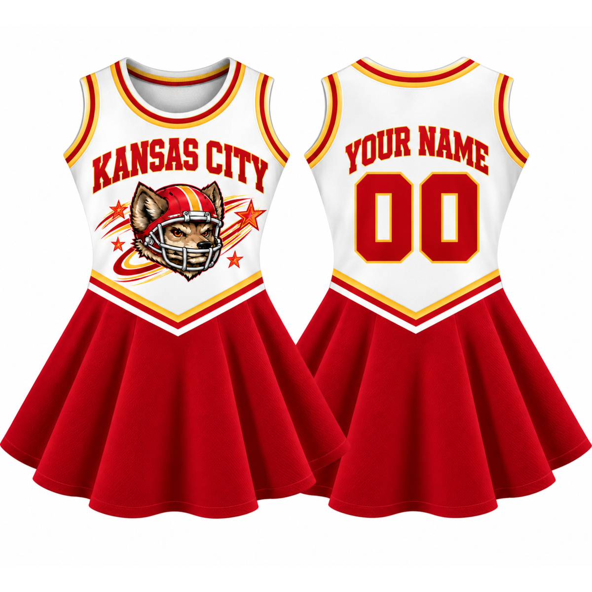 Kansas City-Inspired Kids Custom Football Cheer Dress – Personalized Name & Number