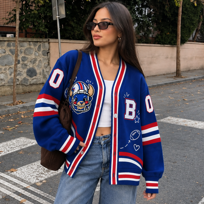 Personalized Buffalo Football Cardigan, Buffalo Game Day Sweater, Matching Football Couple Gift