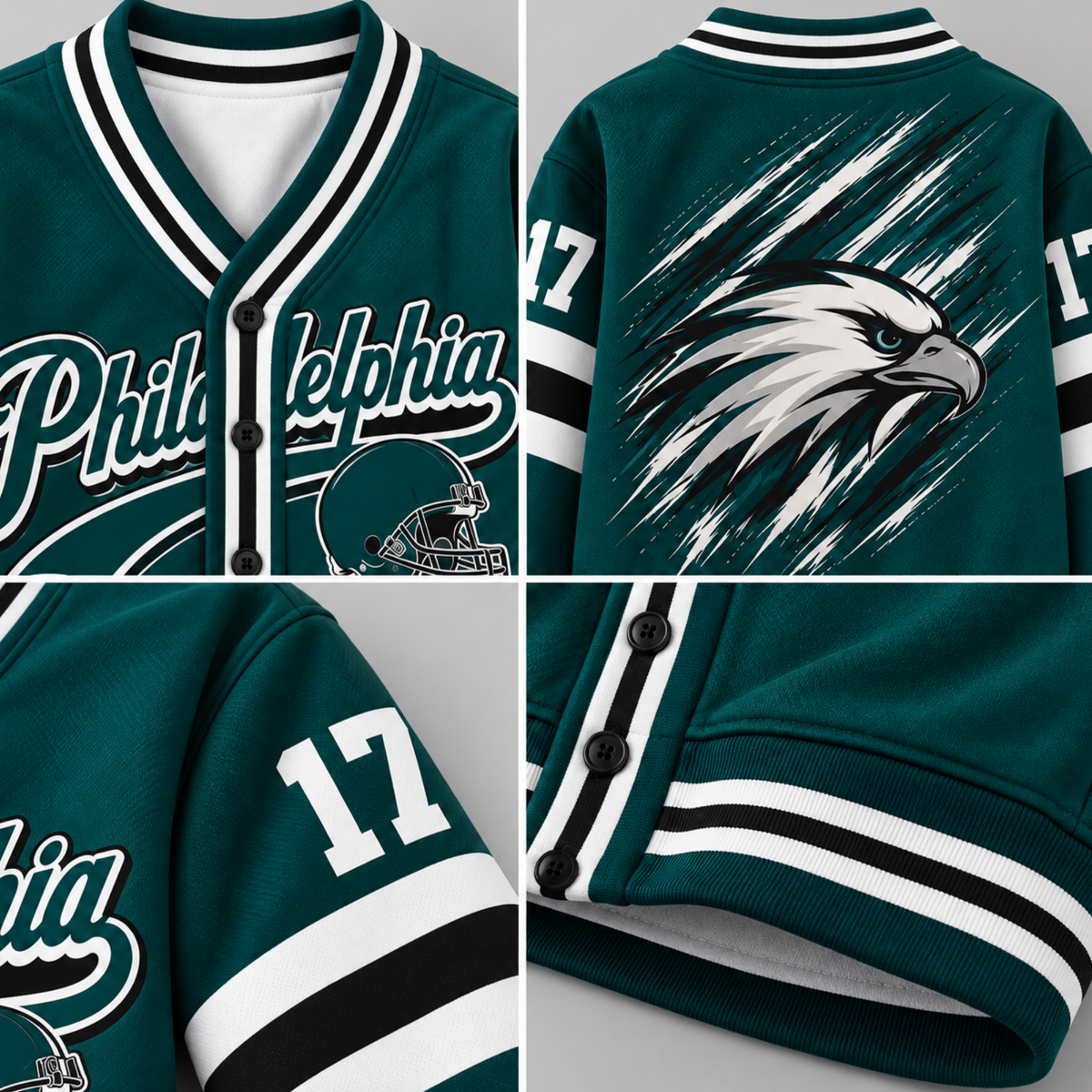 Philadelphia-Inspired Football Cardigan – Custom Number