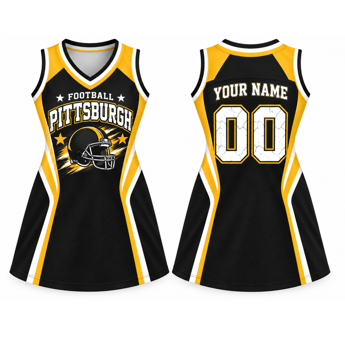 Pittsburgh-Inspired Custom Football Jersey Dress – Personalized Name & Number