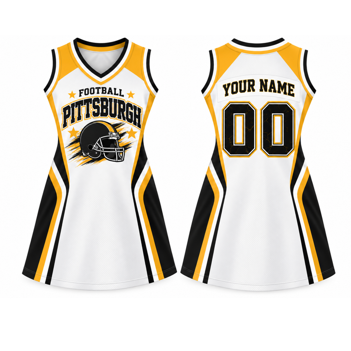 Pittsburgh-Inspired Custom Football Jersey Dress – Personalized Name & Number