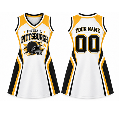 Pittsburgh-Inspired Custom Football Jersey Dress – Personalized Name & Number