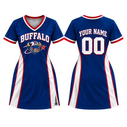 Buffalo-Inspired Custom Football Jersey Dress – Personalized Name & Number
