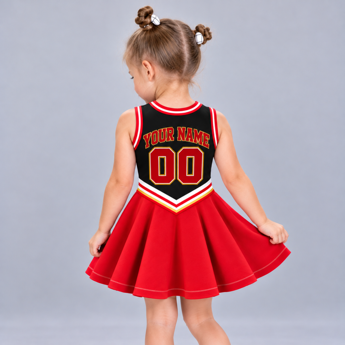 Kansas City-Inspired Kids Custom Football Cheer Dress – Personalized Name & Number