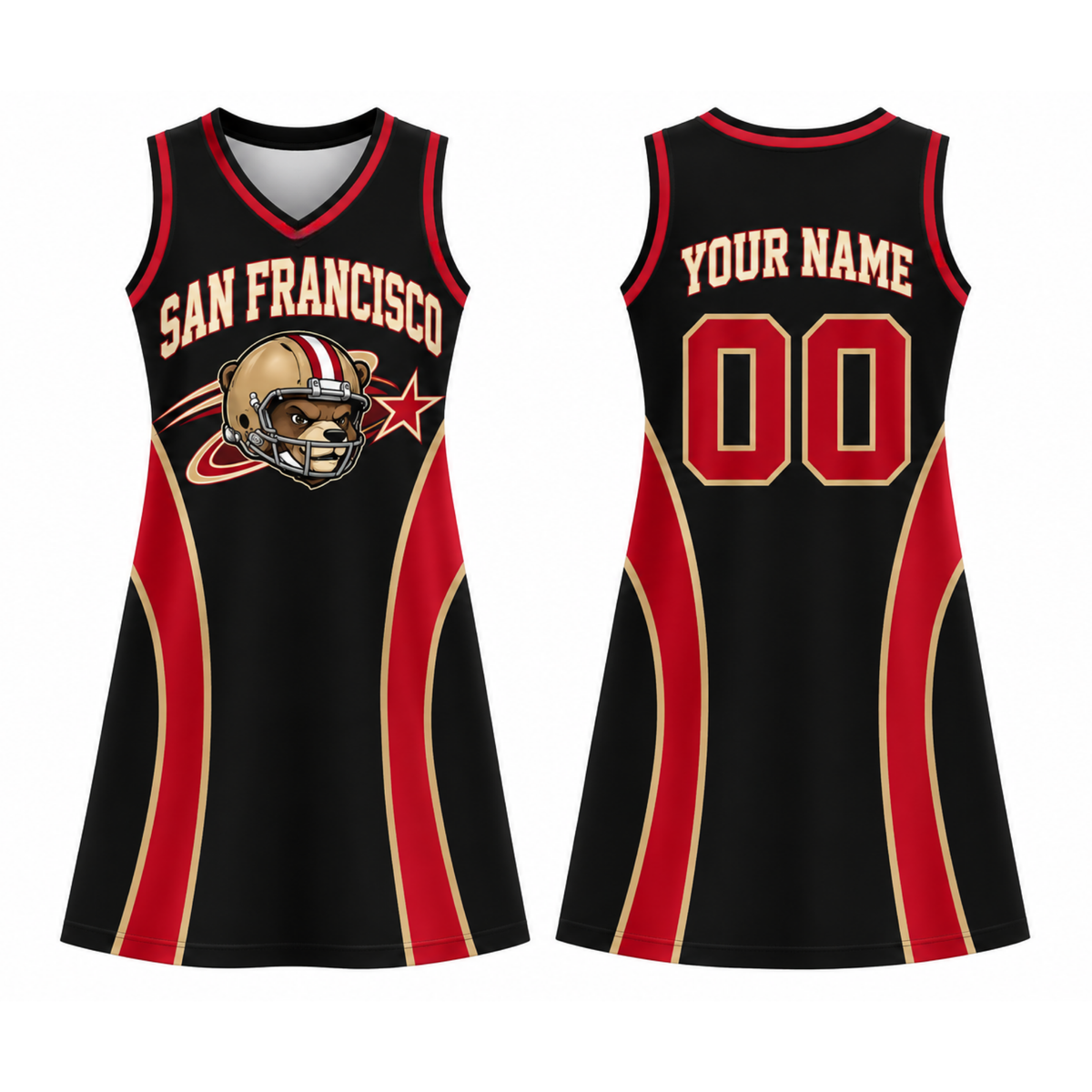 San Francisco-Inspired Custom Football Jersey Dress – Personalized Name & Number