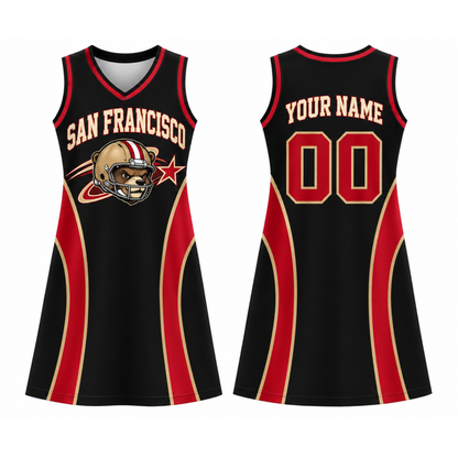 San Francisco-Inspired Custom Football Jersey Dress – Personalized Name & Number