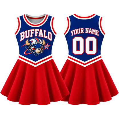 Buffalo-Inspired Kids Custom Football Cheer Dress – Personalized Name & Number