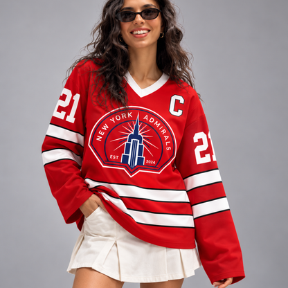 Retro Captain Custom Long-Sleeve Hockey Jersey – Personalized Name & Number
