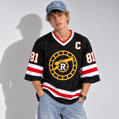 Retro Captain Custom Hockey-Style Jersey - Hollander 24 Rozanov 81 Hunter 21 Football Jersey