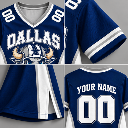 Dallas-Inspired Custom Football Jersey Dress – Personalized Name & Number