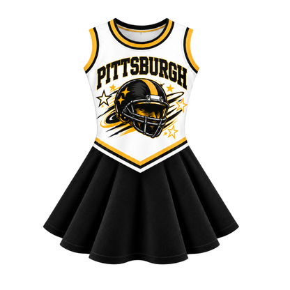 Pittsburgh-Inspired Kids Custom Football Cheer Dress – Personalized Name & Number