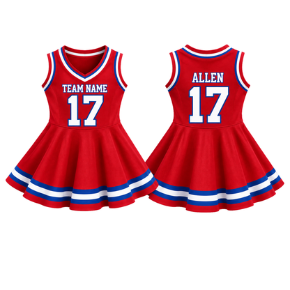 Buffalo-Inspired Kids Custom Football Jersey Dress – Personalized Name & Number