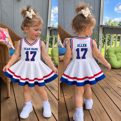 Buffalo-Inspired Kids Custom Football Jersey Dress – Personalized Name & Number