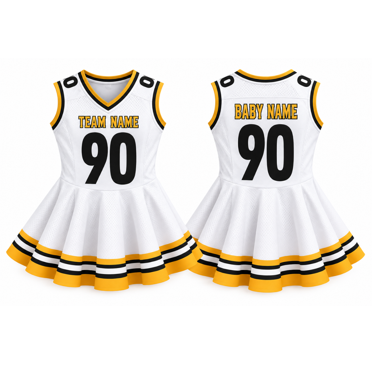 Pittburgh-Inspired Kids Custom Football Jersey Dress – Personalized Name & Number