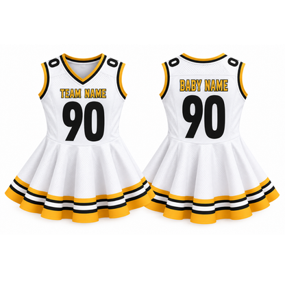 Pittburgh-Inspired Kids Custom Football Jersey Dress – Personalized Name & Number