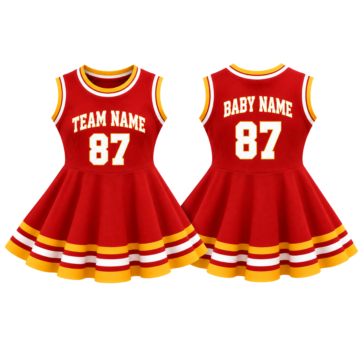 Kansas City-Inspired Kids Custom Football Jersey Dress – Personalized Name & Number