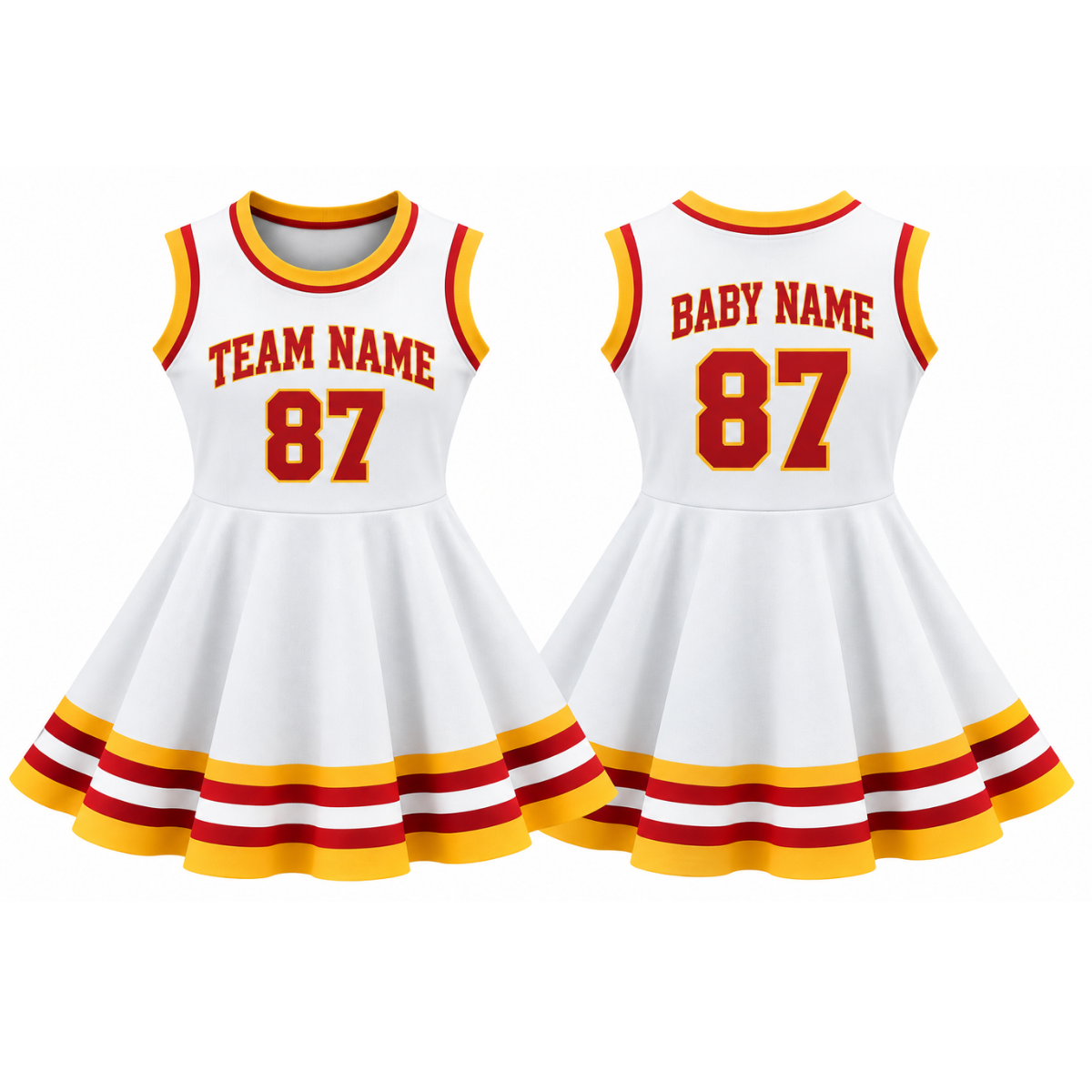 Kansas City-Inspired Kids Custom Football Jersey Dress – Personalized Name & Number