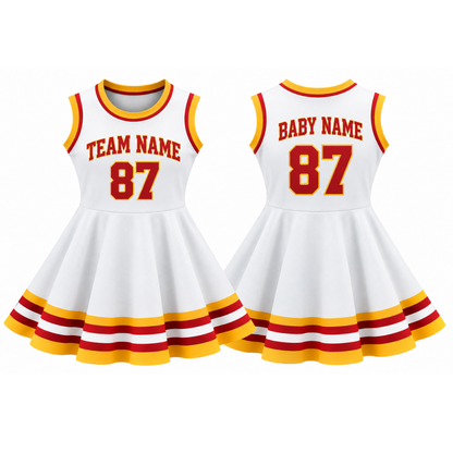 Kansas City-Inspired Kids Custom Football Jersey Dress – Personalized Name & Number