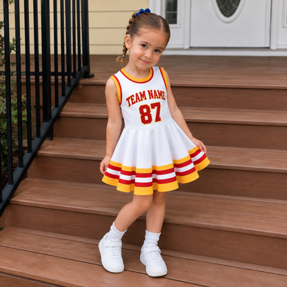 Kansas City-Inspired Kids Custom Football Jersey Dress – Personalized Name & Number