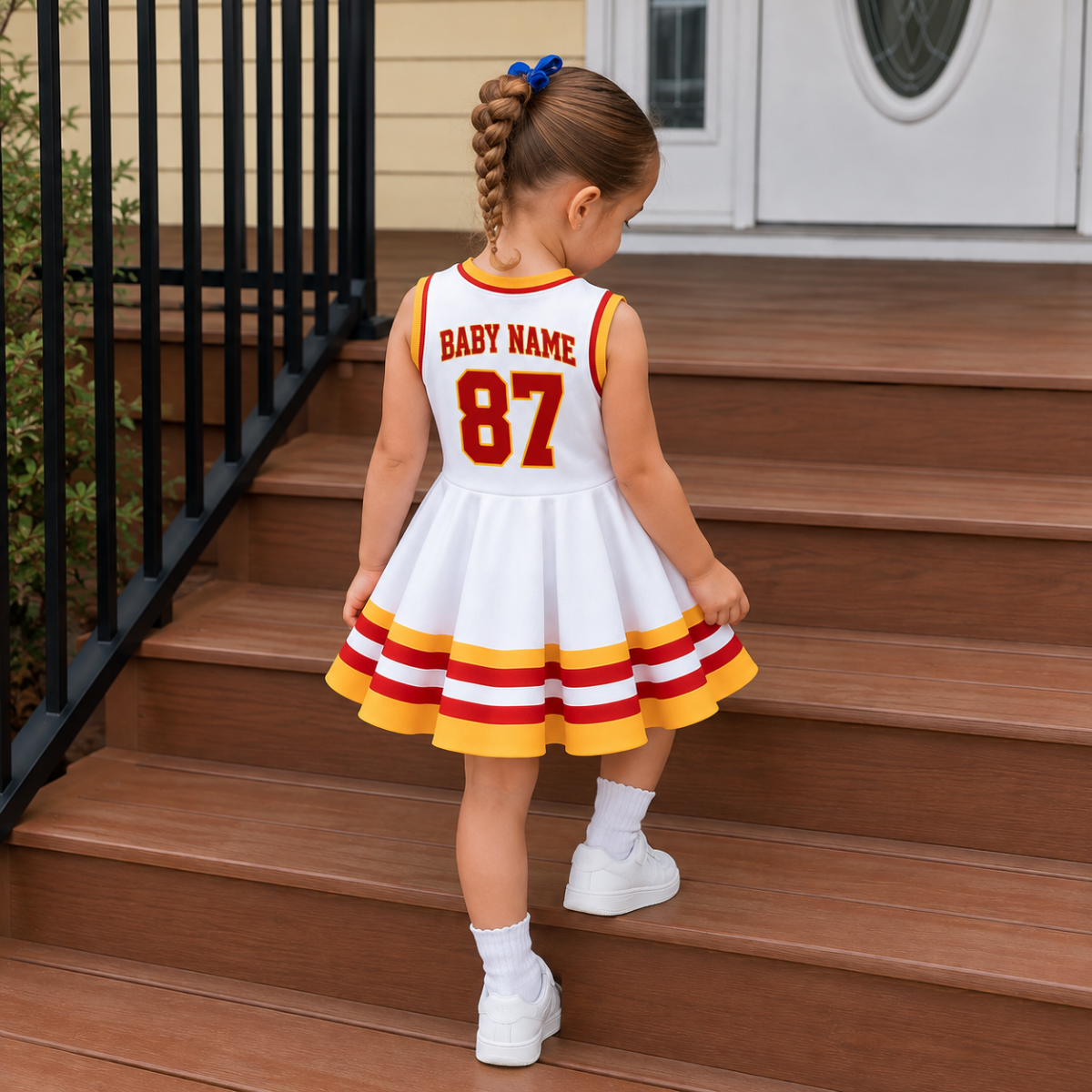 Kansas City-Inspired Kids Custom Football Jersey Dress – Personalized Name & Number