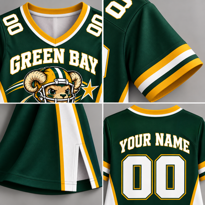 Green Bay-Inspired Custom Football Jersey Dress – Personalized Name & Number