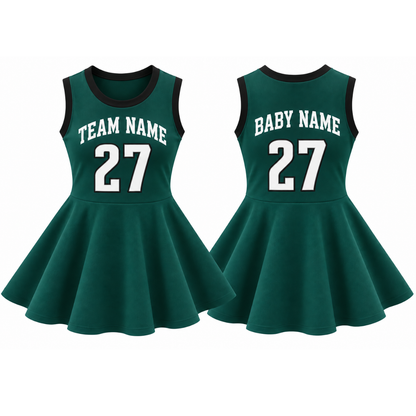 Philadelphia-Inspired Kids Custom Football Jersey Dress – Personalized Name & Number