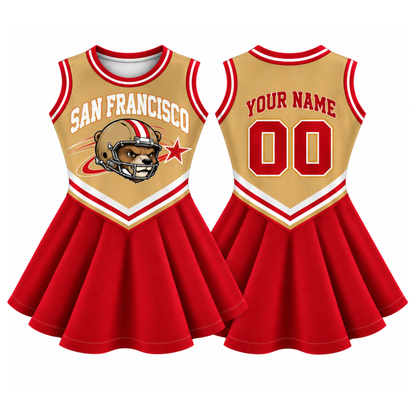 San Francisco-Inspired Kids Custom Football Cheer Dress – Personalized Name & Number