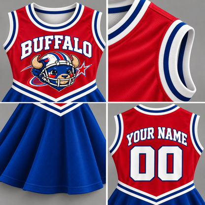 Buffalo-Inspired Kids Custom Football Cheer Dress – Personalized Name & Number