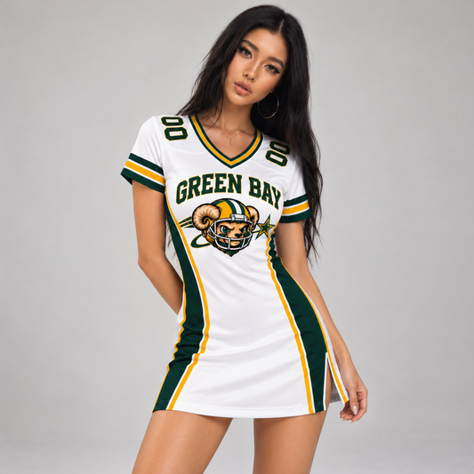 Green Bay-Inspired Custom Football Jersey Dress – Personalized Name & Number