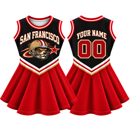 San Francisco-Inspired Kids Custom Football Cheer Dress – Personalized Name & Number