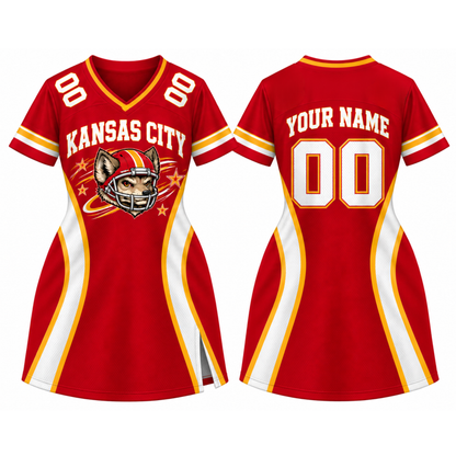 Kansas City-Inspired Custom Football Jersey Dress – Personalized Name & Number