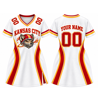 Kansas City-Inspired Custom Football Jersey Dress – Personalized Name & Number